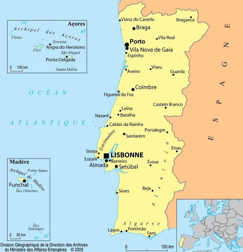 地図ポルトガル、マデイラ