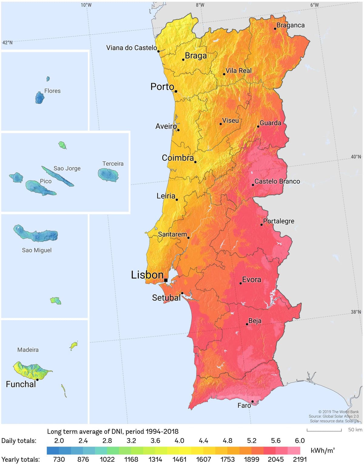 地図ポルトガルの日差し