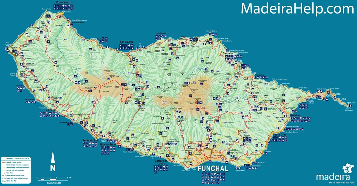 地図ポルトガルマデイラ