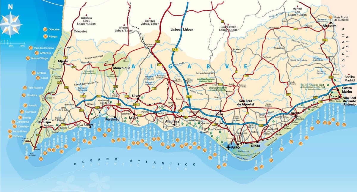 地図南部のポルトガル