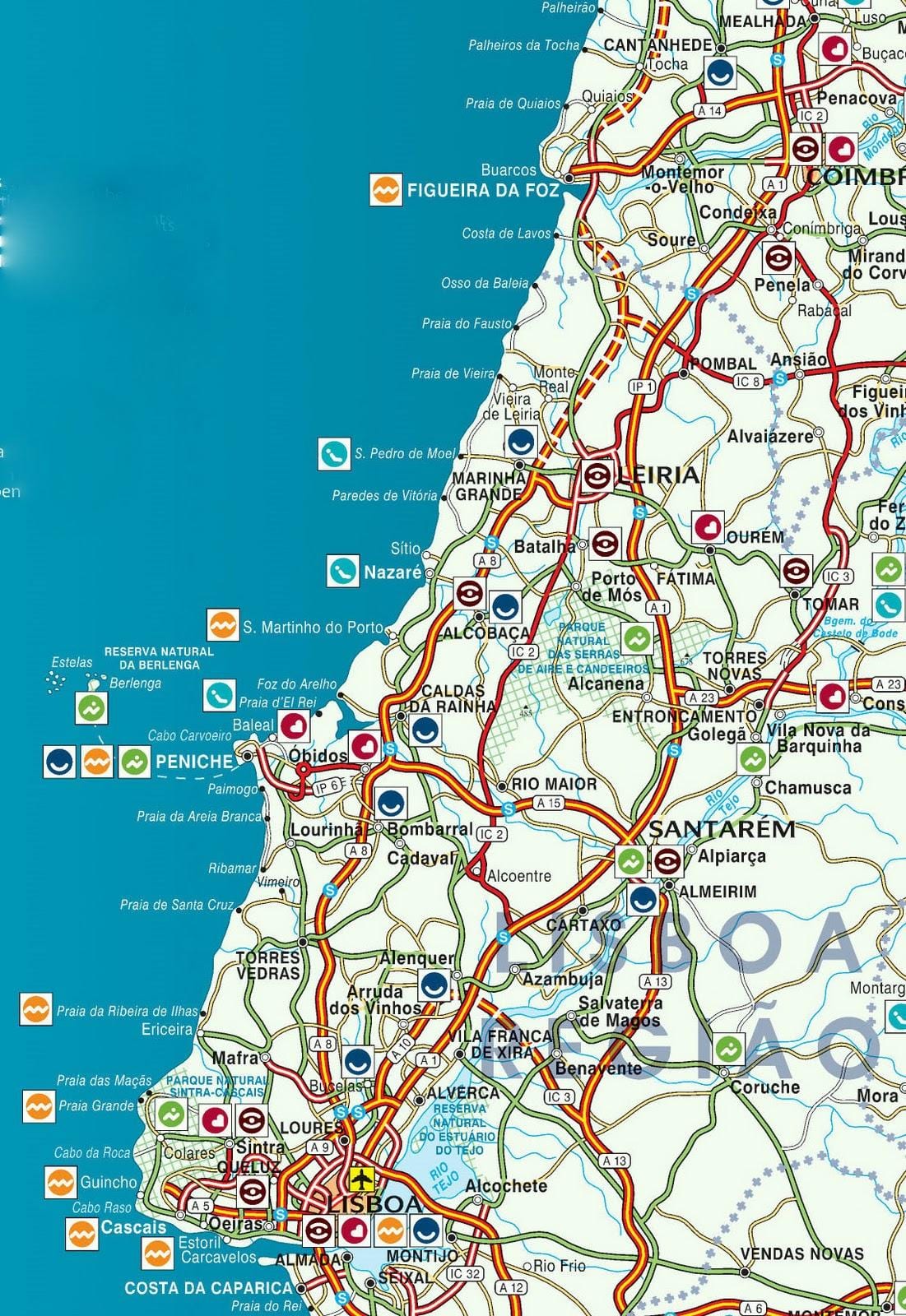 地図ポルトガルの銀色海岸