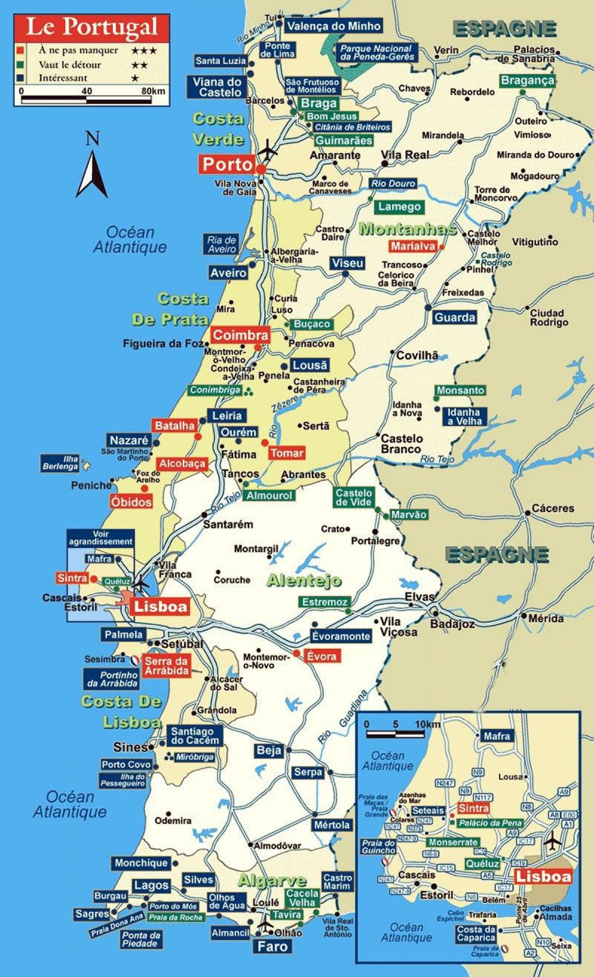 ポルトガル旅行地図