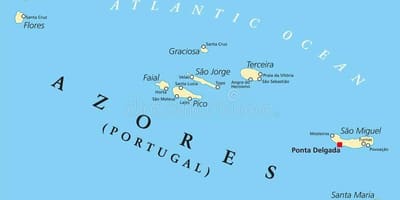 地図、アゾレスポルトガル