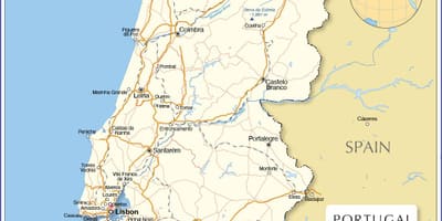地図ポルトガルおよび周辺諸国