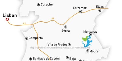 地図のAlentejo地域ポルトガル